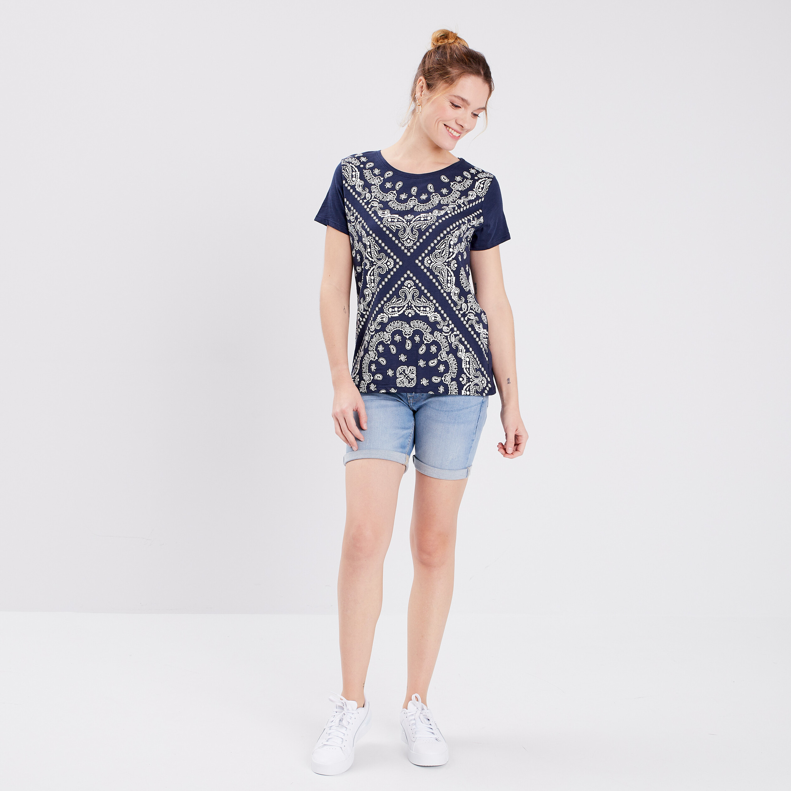 T-shirt manches courtes Creeks bleu marine femme | La Halle
