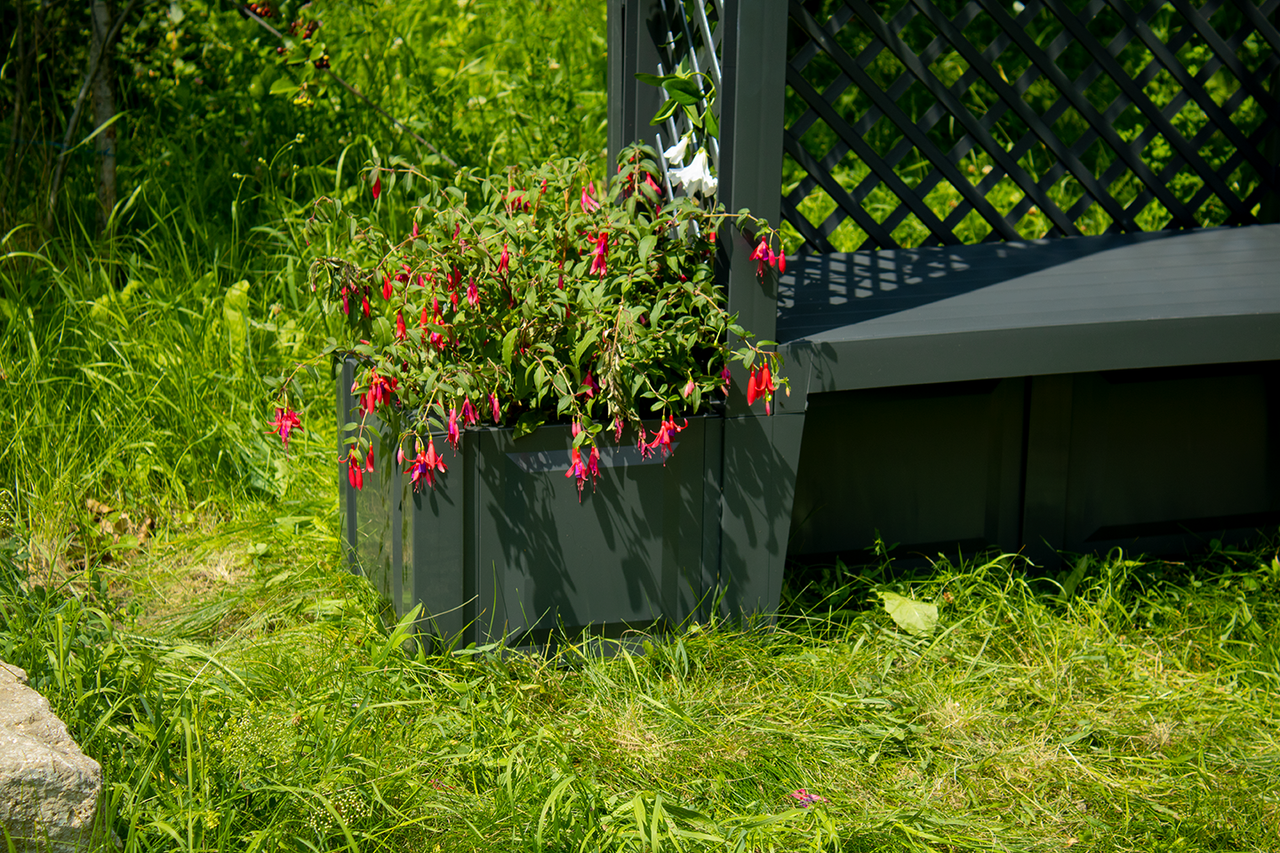 KHW KHW Gartenbank Amsterdam mit 2 Pflanzkästen, Rosenbogen und Spalier, anthrazit