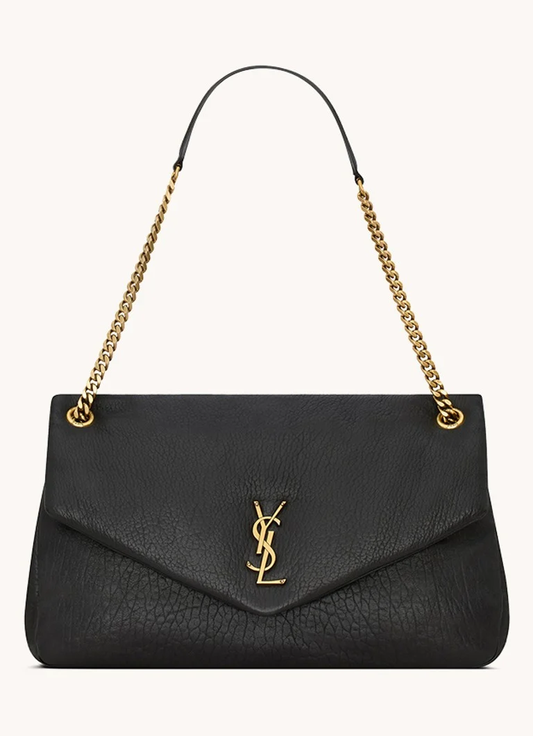Μεγάλη τσάντα ώμου Saint Laurent Calypso από δέρμα αρνιού