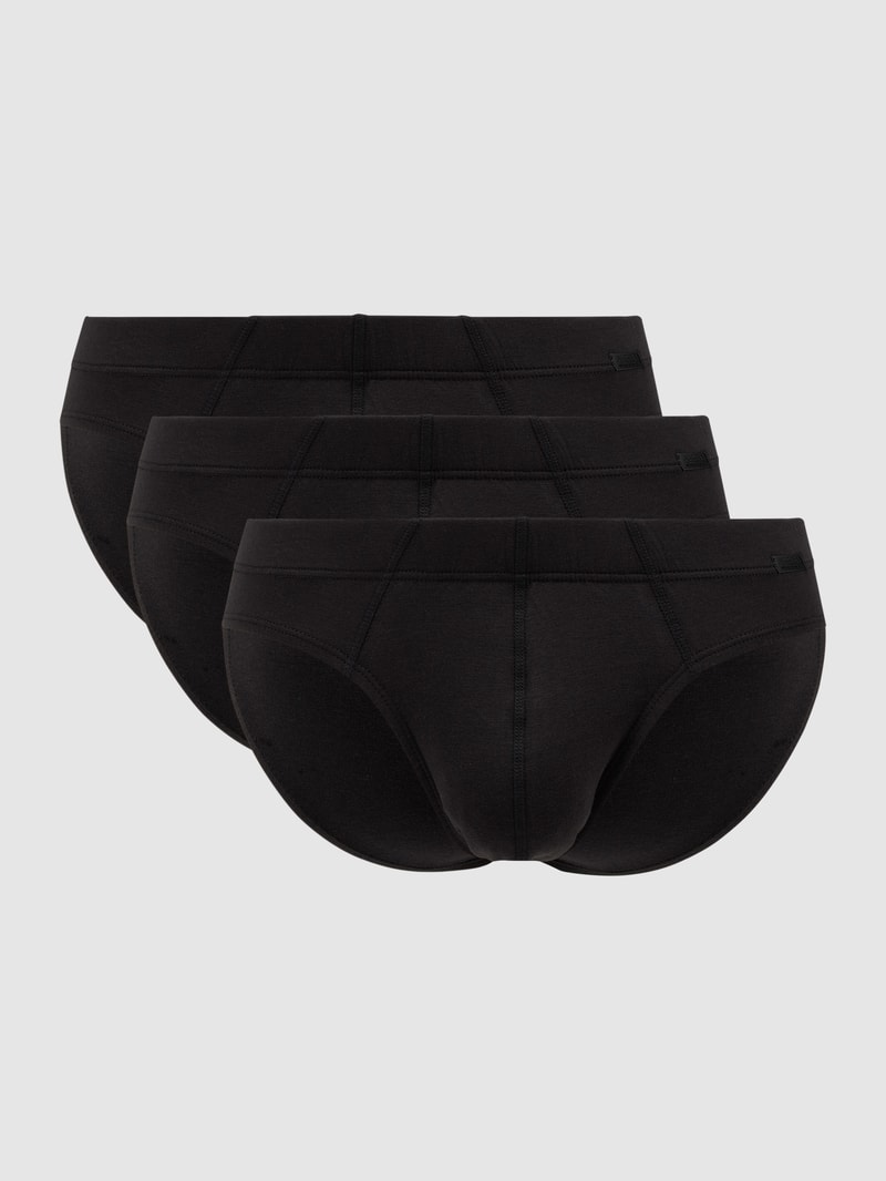 Slip mit Stretch-Anteil im 3er-Pack in schwarz