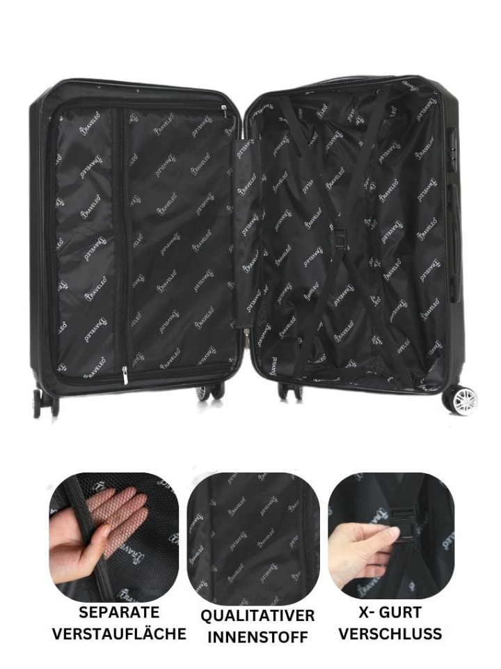 Cheffinger Reisekoffer ABS-03 Koffer 3-teilig Hartschale Trolley Set Kofferset Ha in Lila günstig kaufen onesize