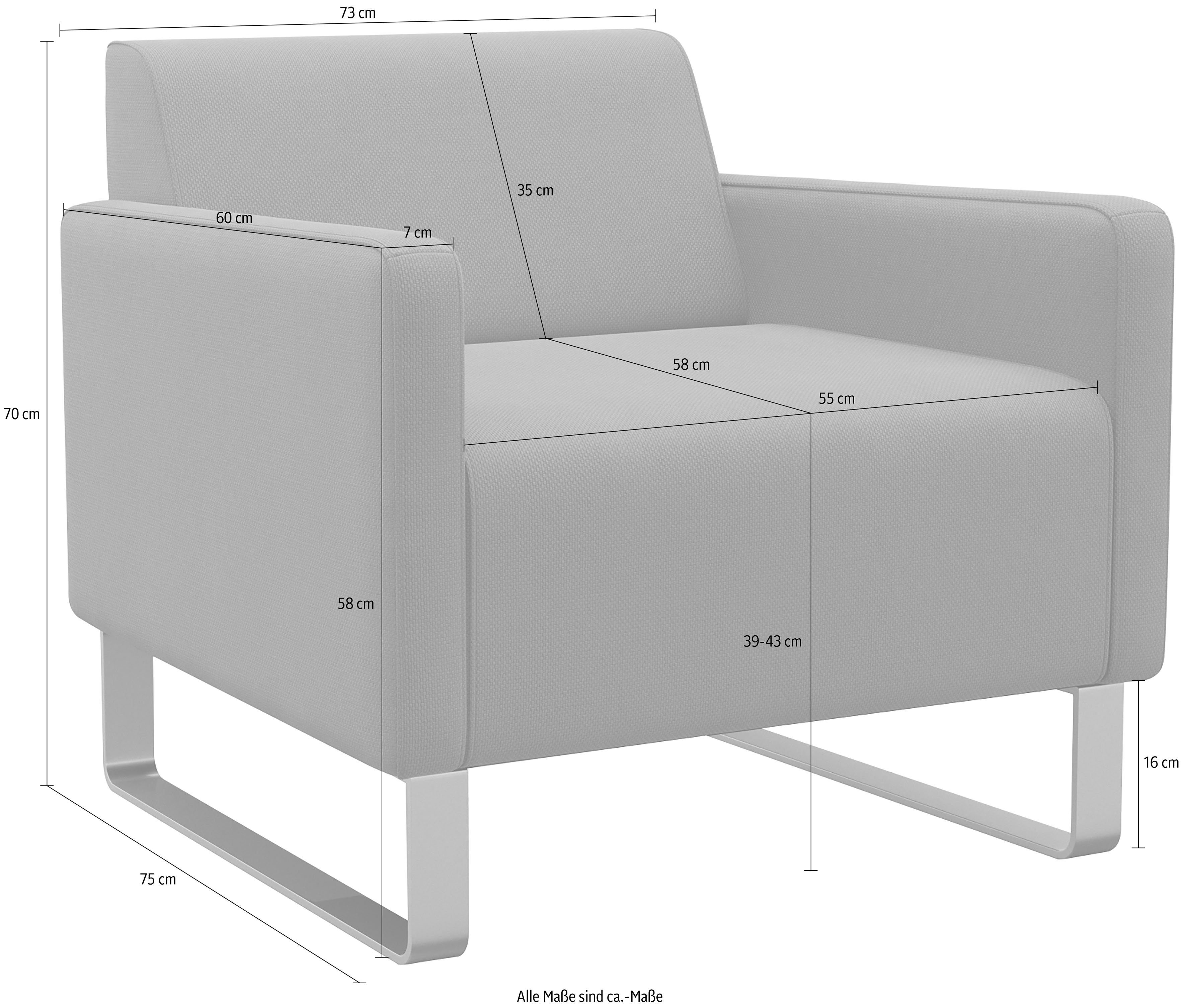 machalke® Sessel single, Ledersessel mit Metallkufen