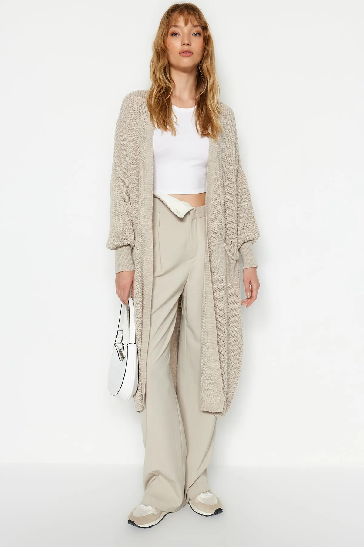 Trendyol Collection  Stone Maxi Basic Strick-Cardigan TWOAW24HI00096