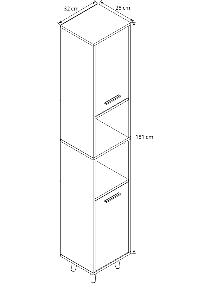 VCM  Holz Badmöbel Bad Hochschrank Badschrank Landos in Weiß / Honig-Eiche günstig kaufen onesize
