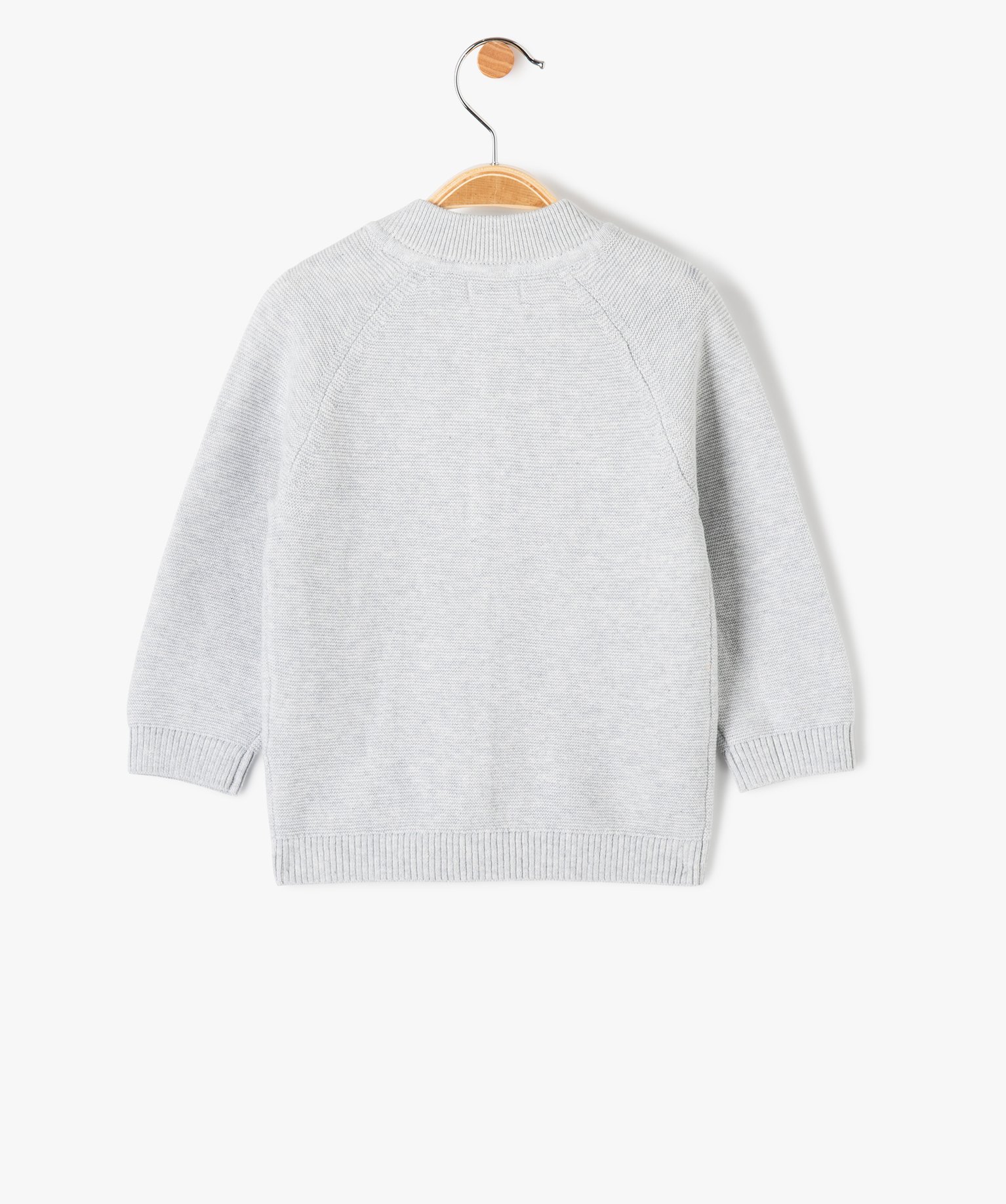 Gilet bébé en maille à fermeture zippée gris | GEMO