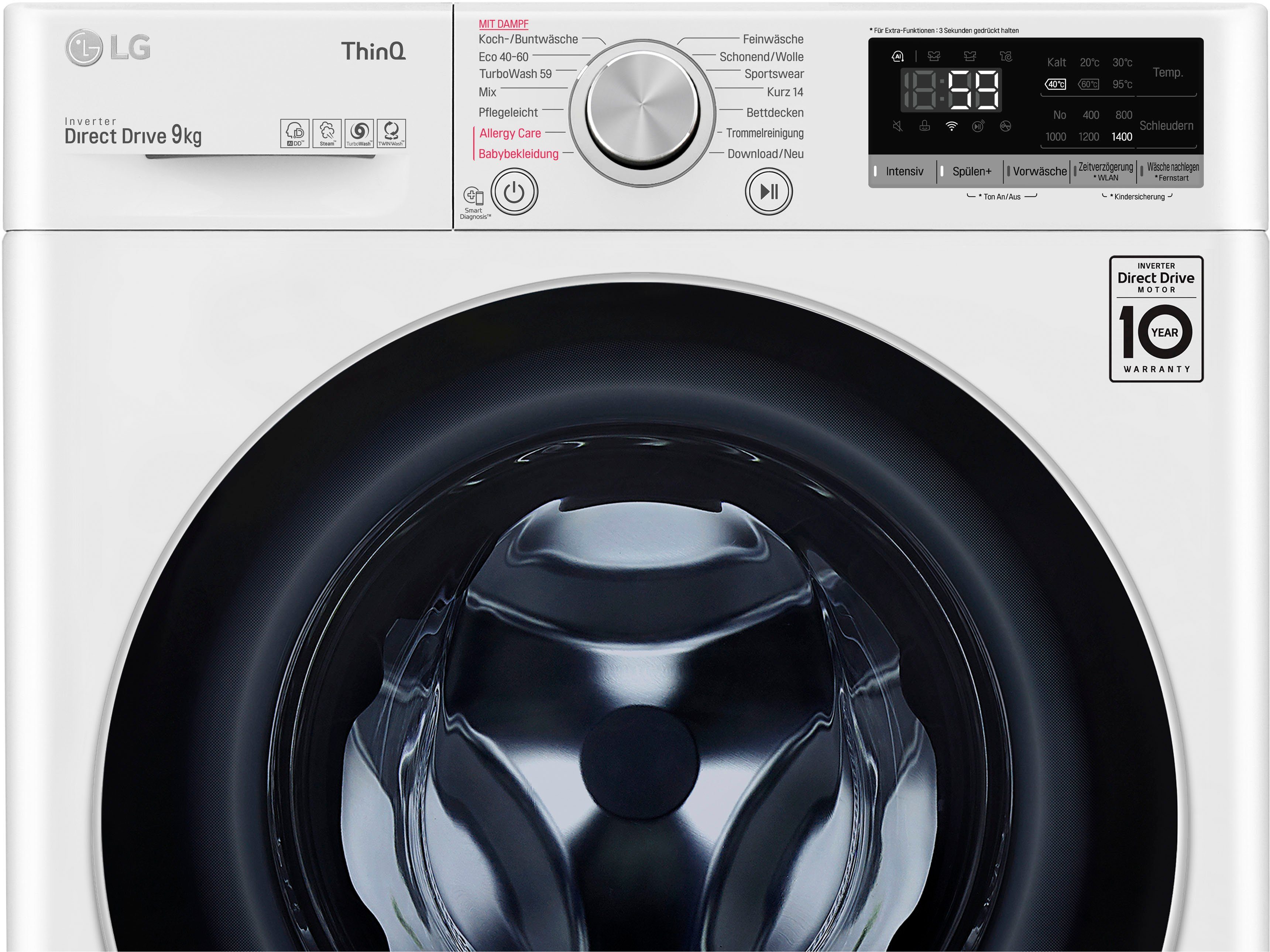 LG Waschmaschine F4WV609S1A, 9 kg, 1400 U/min
