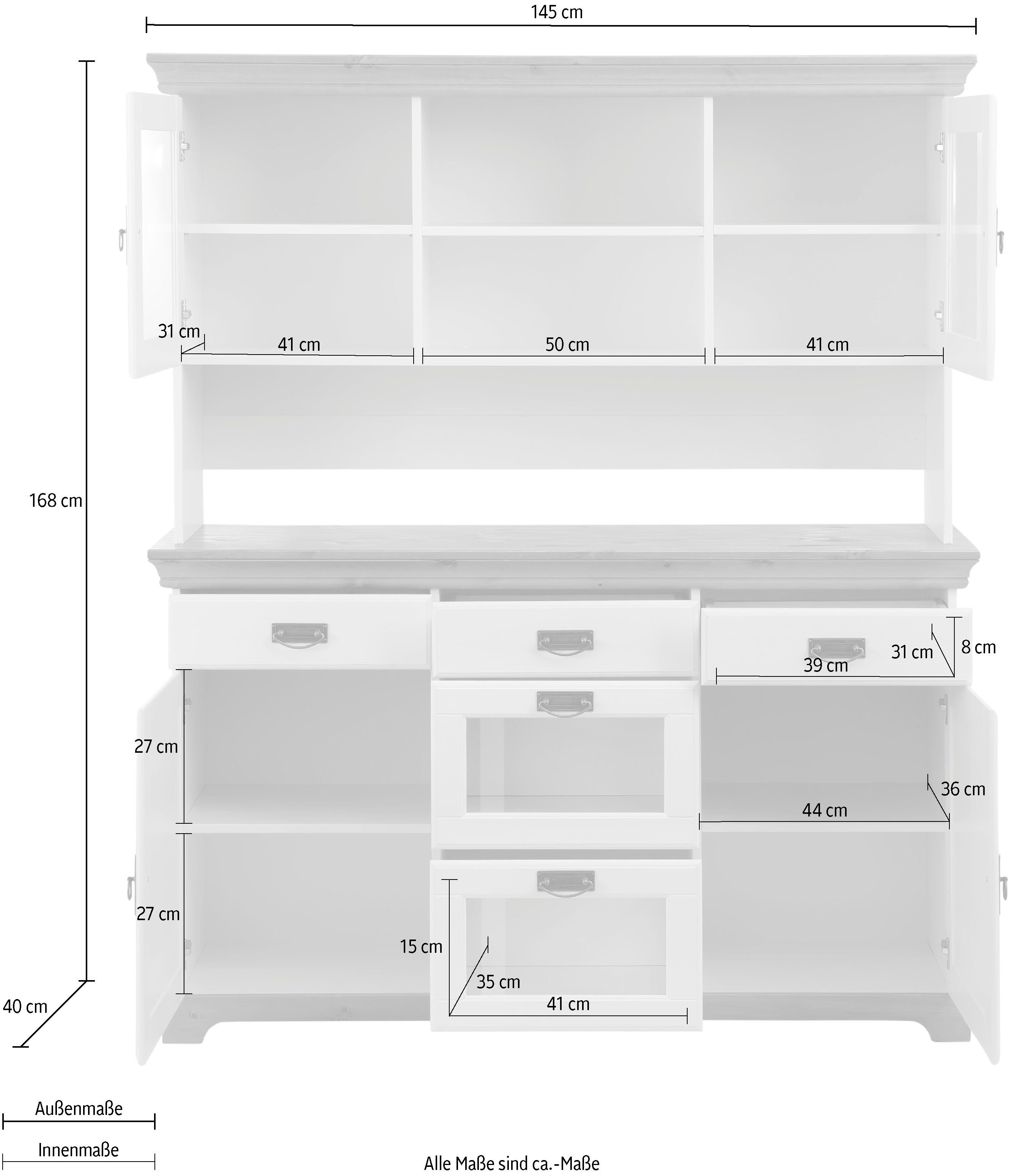 Home affaire Buffet Ruegen aus Massivholz, im Landhausstil