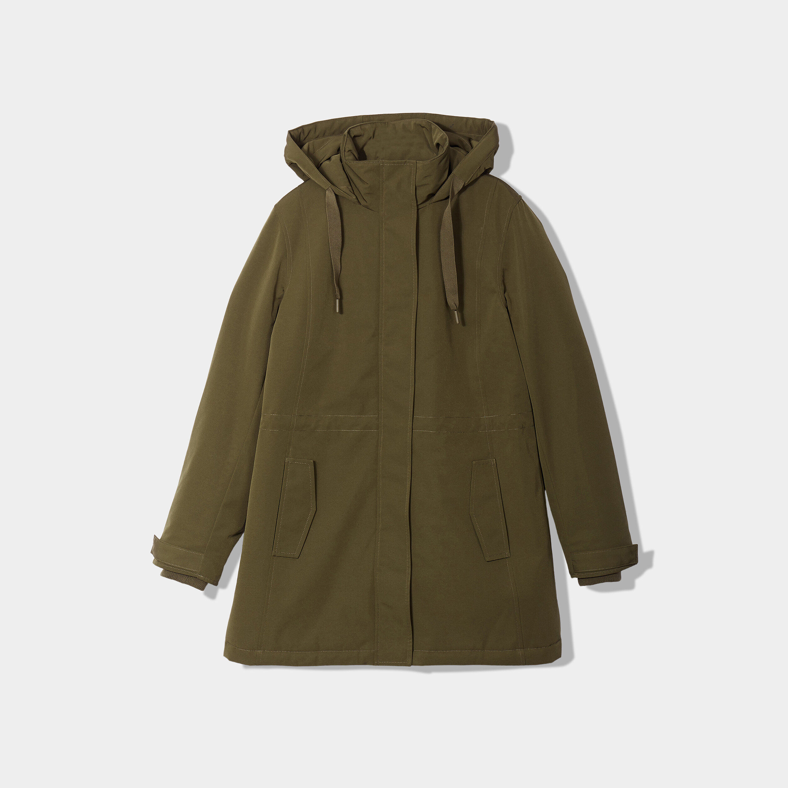 Parka droite à capuche vert kaki femme | Cache Cache