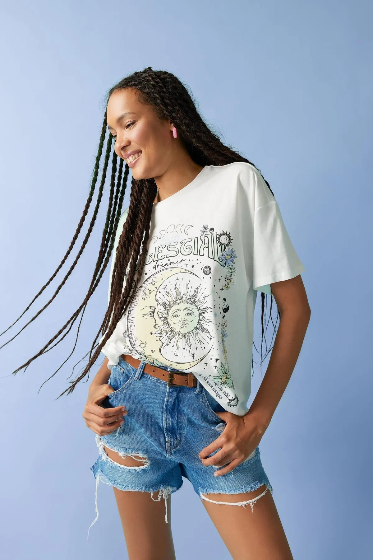 DeFacto  Bedrucktes T-Shirt mit Rundhalsausschnitt und kurzen Ärmeln in Übergröße, 100 % Baumwolle B1018ax23hs