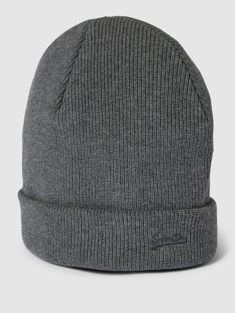 Beanie mit Logo-Stitching in anthrazit meliert