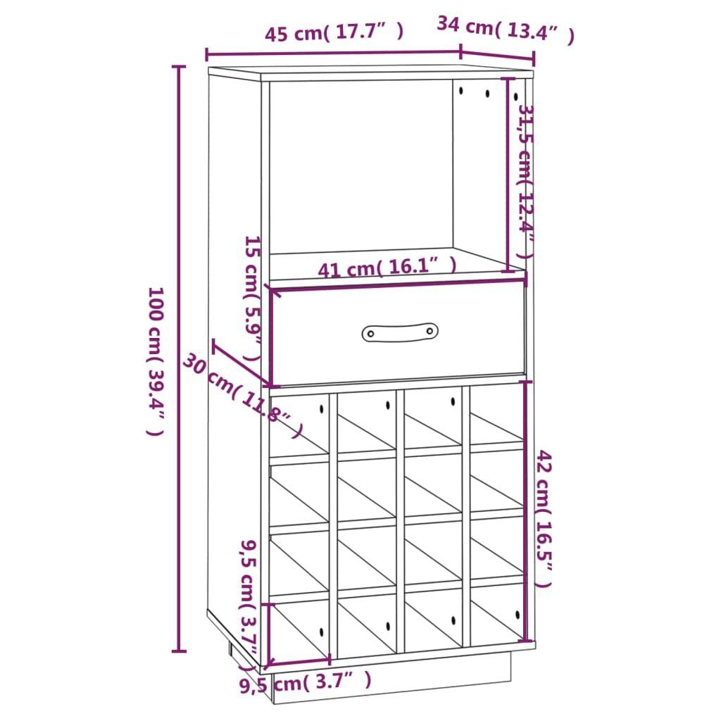 vidaXL Barschrank Weinregal 45x34x100 cm Massivholz Kiefer (1-St)