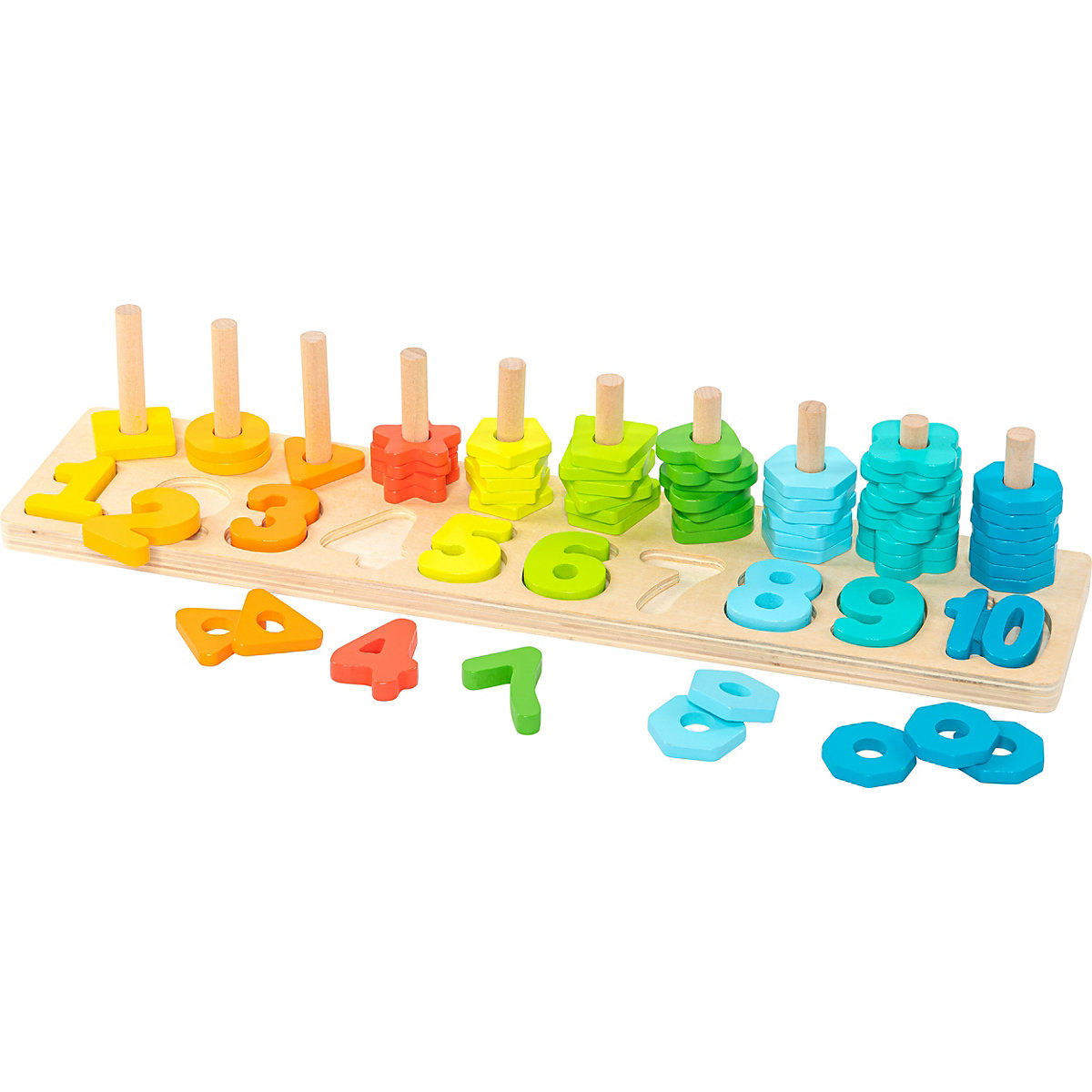Motorik Steckspielplatte Formen und Zahlen, bunt