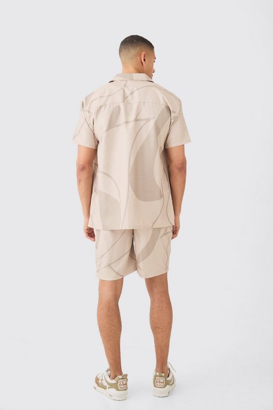 Weiches Twill Hemd und Shorts mit abstraktem Print