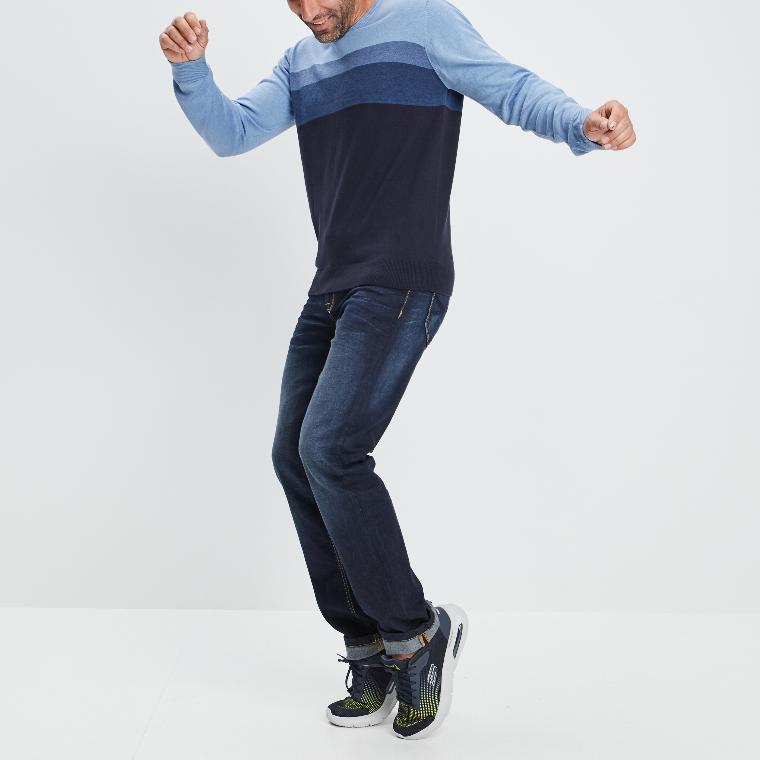 Pull manches longues bleu marine homme | La Halle