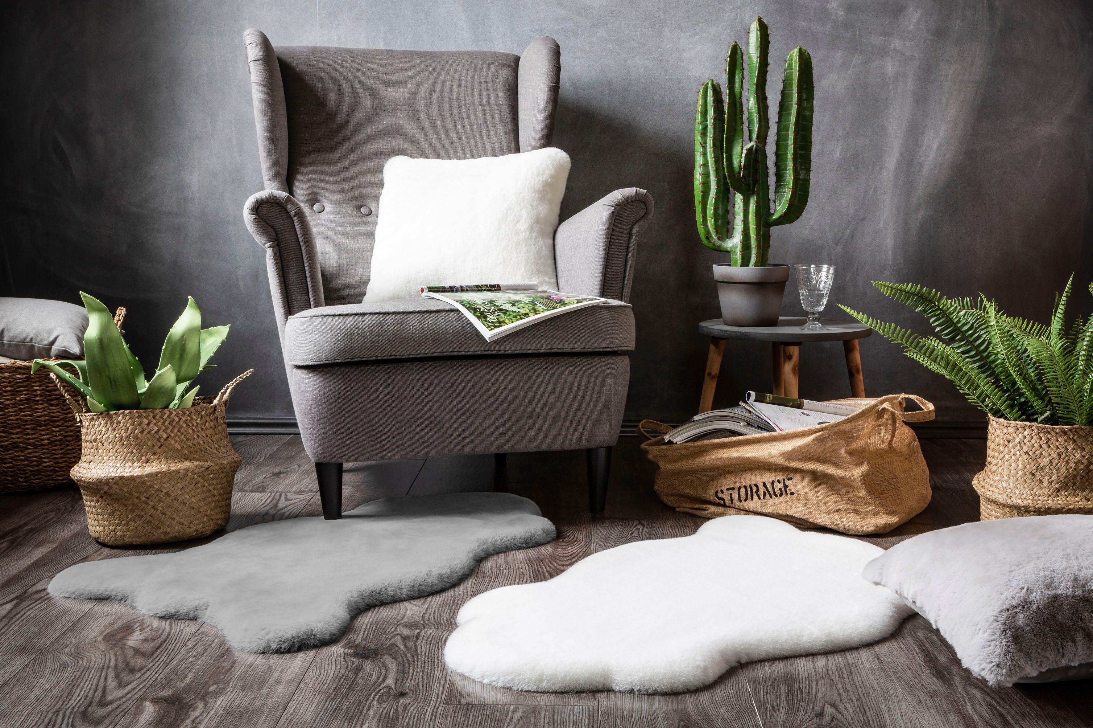 Fellteppich Novara, LUXOR living, fellförmig, Höhe: 30 mm, Kunstfell, Kaninchenfell-Haptik, besonders weicher Hochflor, waschbar