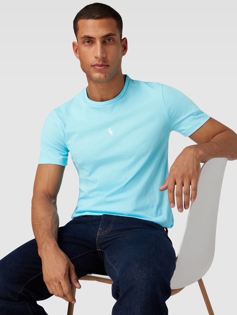 T-Shirt mit Logo-Stitching in aqua blau