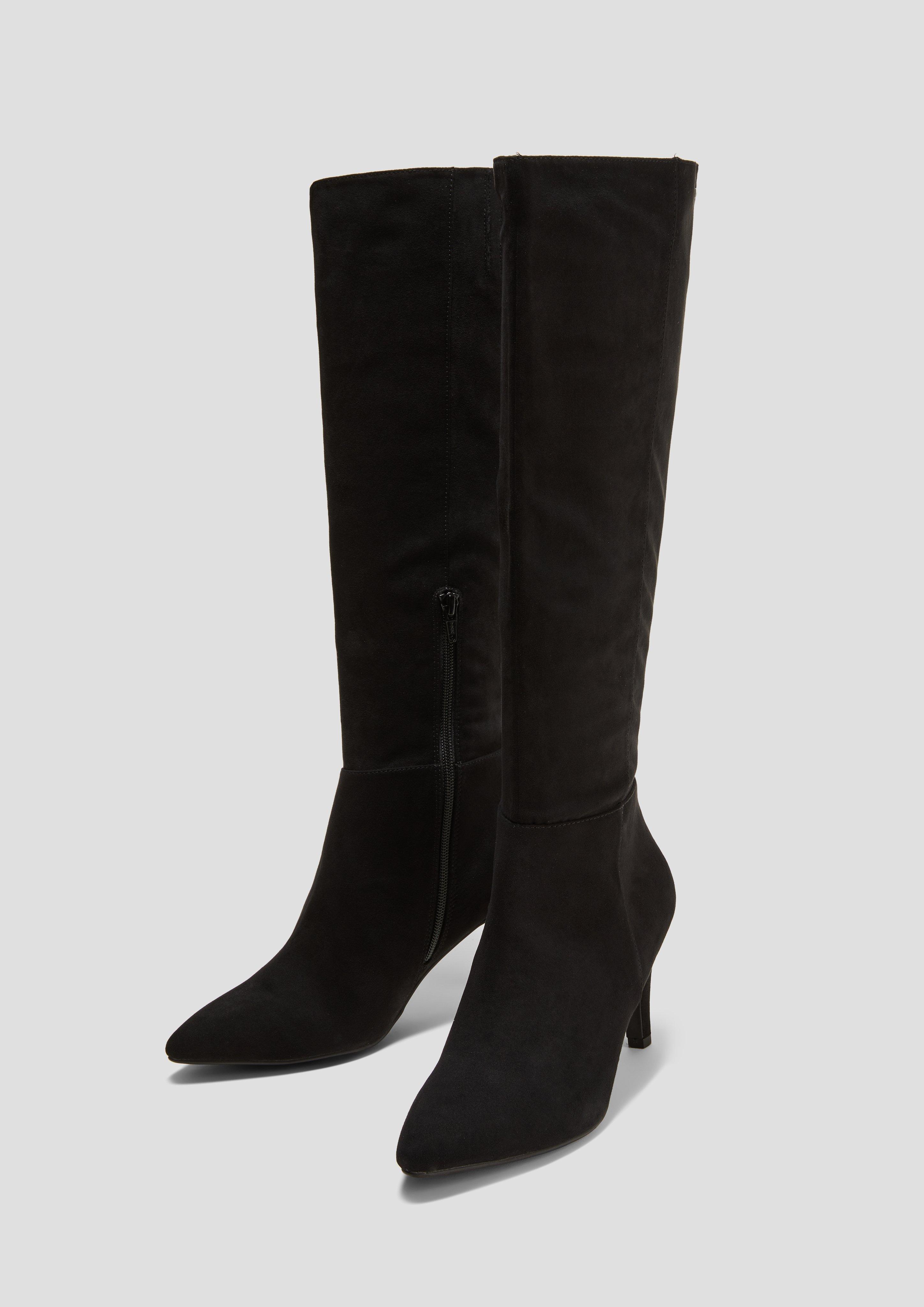 Lange Stiefel in Veloursleder-Optik  6008549-001
