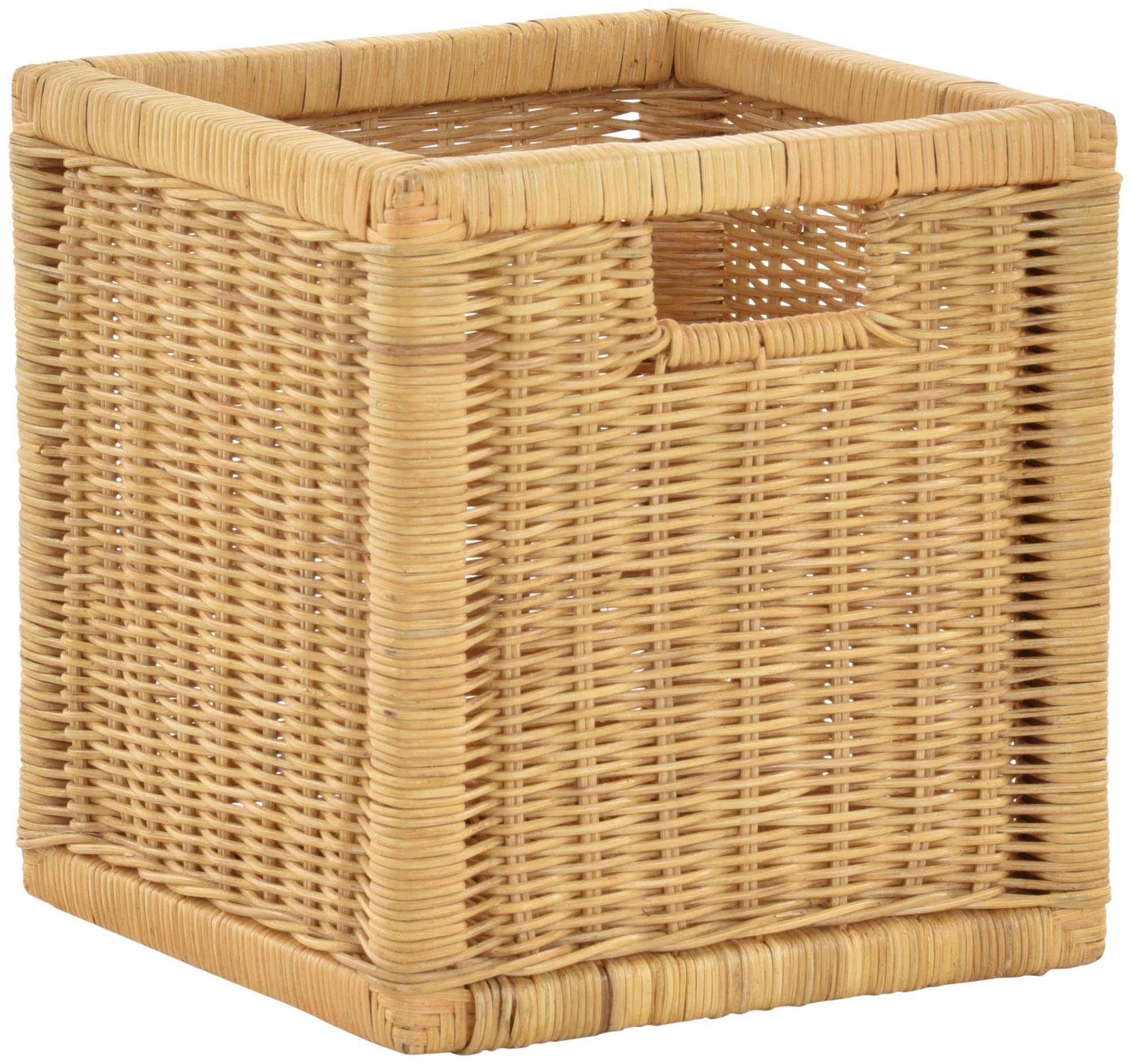 Krines Home Regalkorb Set/2 Regalkorb Aufbewahrungskorb geflochten Rattan (Quadratisch) (2-teiliges Set), Korbset Aufbewahrung Regal Schrankkorb Korb, ca. 28 x 29 x 30 cm