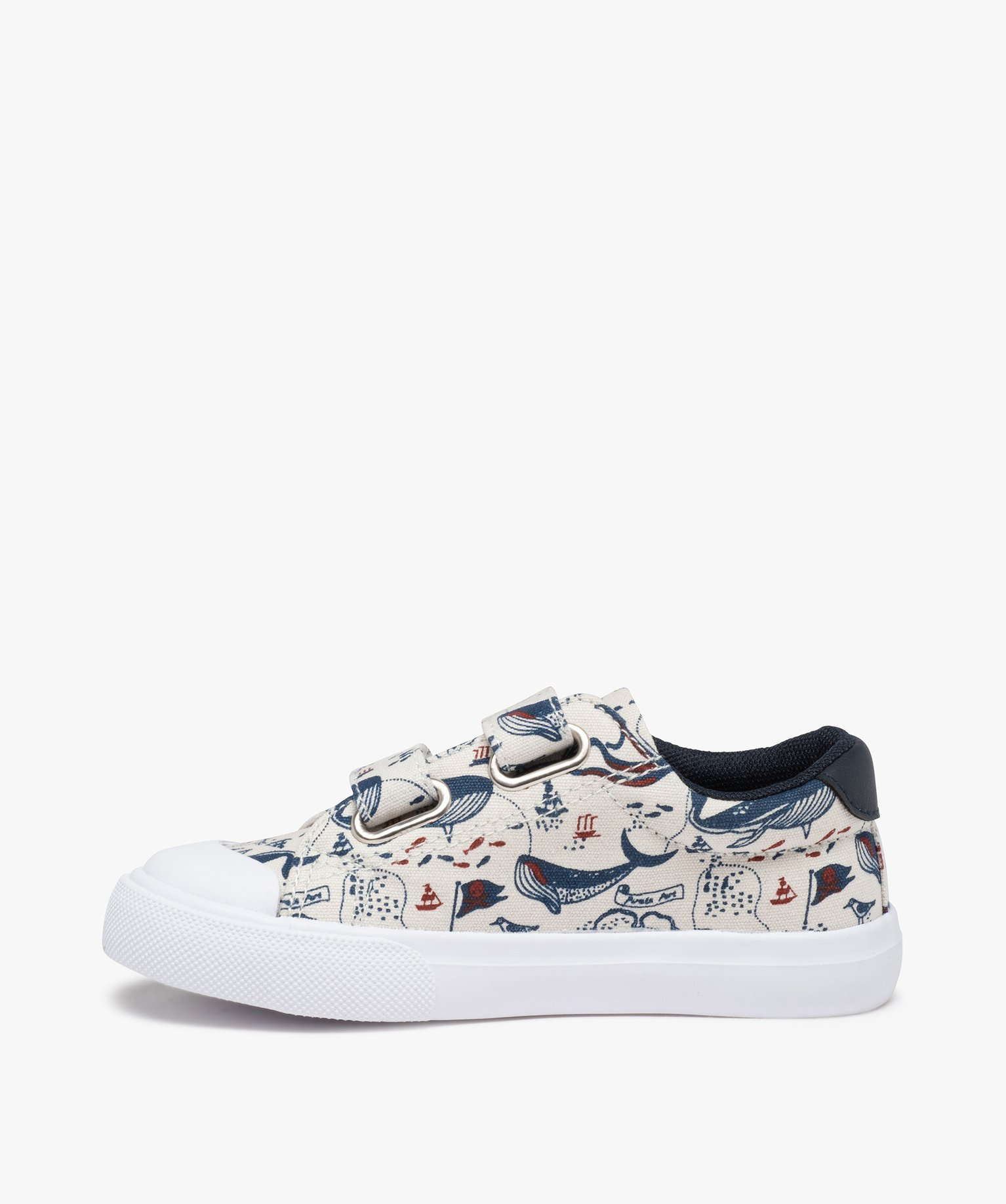 Baskets Garçon en toile imprimée fermeture scratchs gris | GEMO