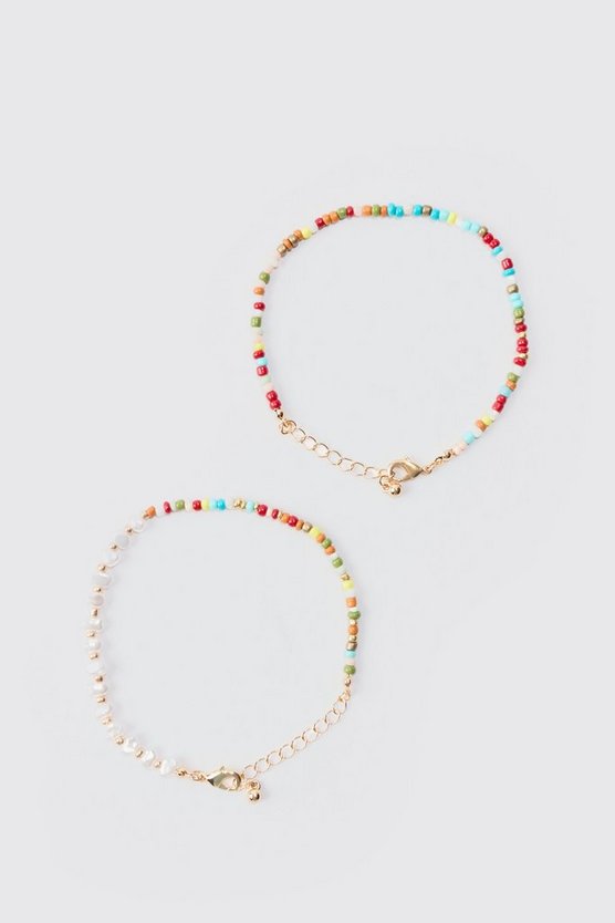 2er-Pack Perlen-Armbänder