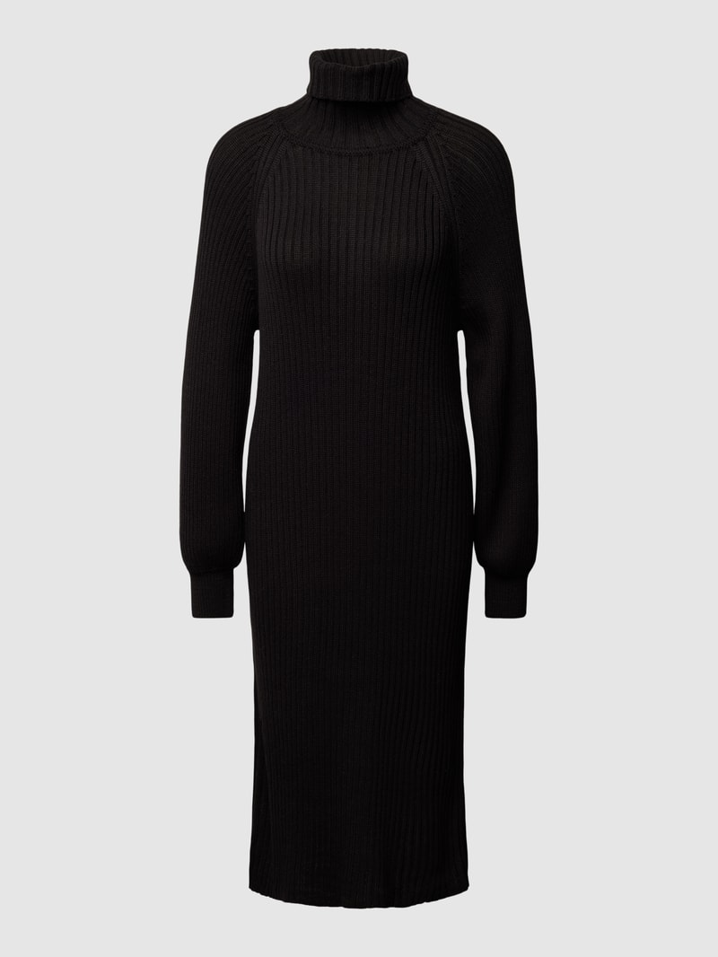 Knielanges Strickkleid mit Rollkragen Modell 'LINE' in schwarz
