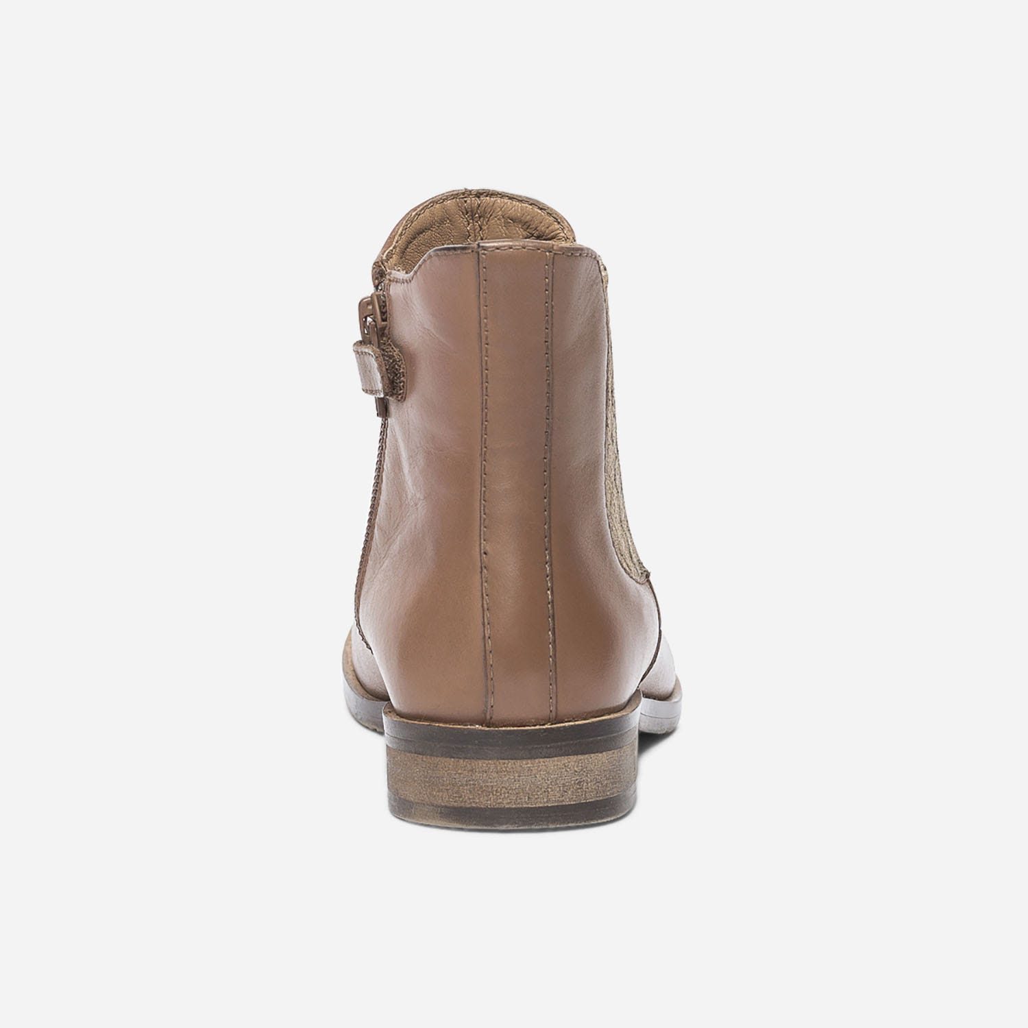 Chelsea boots camel en cuir avec élastique doré