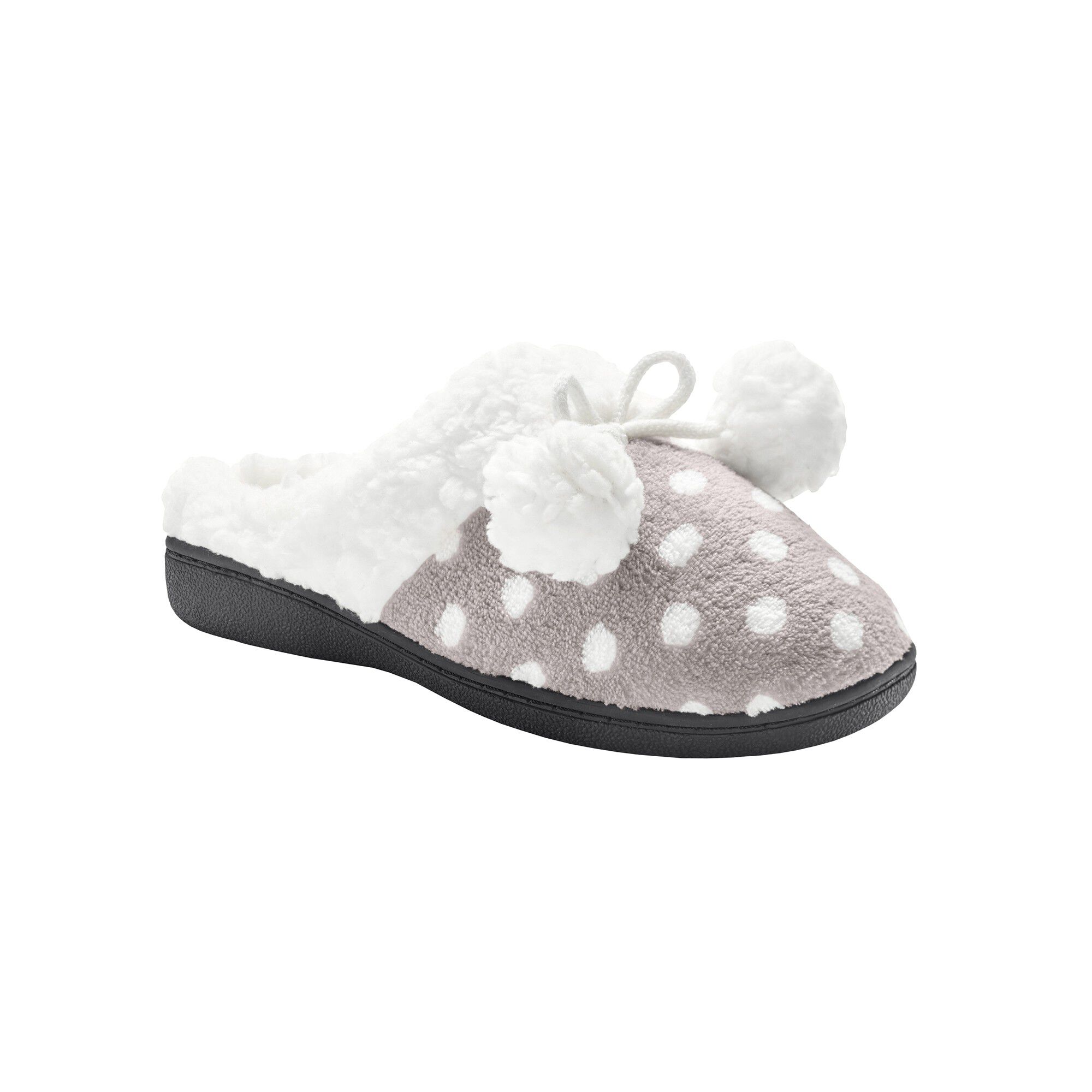 Chaussons mules polaires imprimées pois