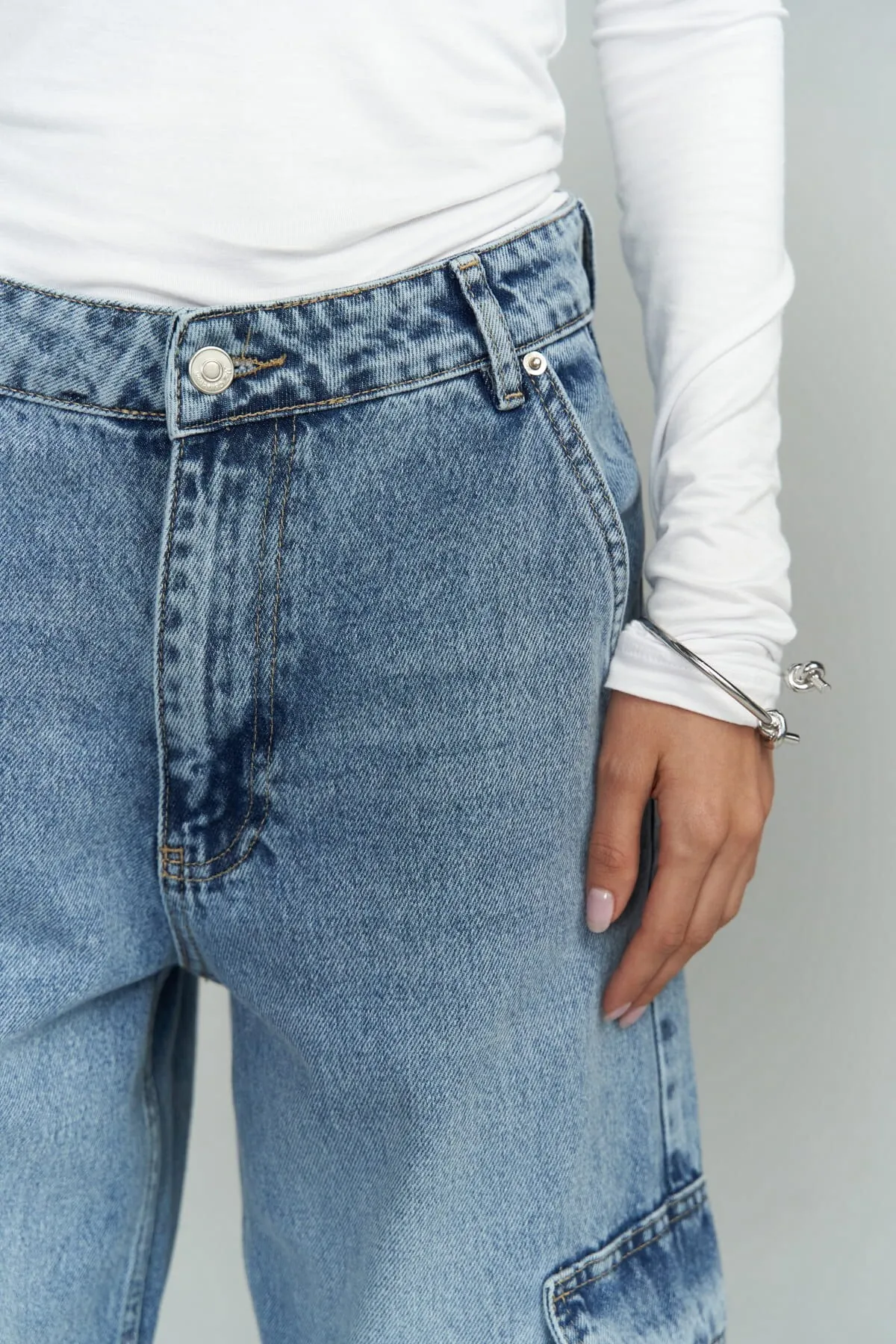 MAİ COLLECTİON  Montes – Blaue Cargo-Jeanshose