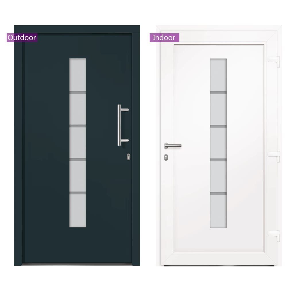 vidaXL Haustür Haustür Aluminium und PVC Anthrazit 100x210 cm Hauseingangstür Wohnung