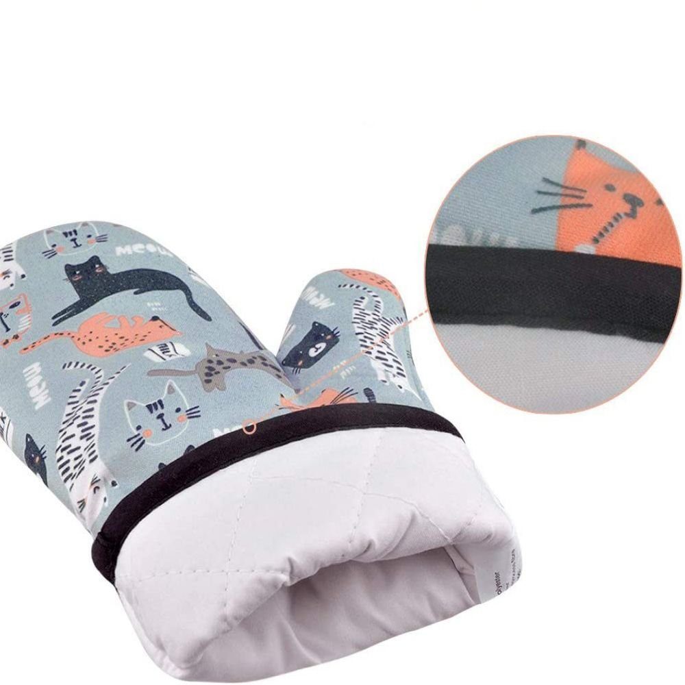 JedBesetzt Topflappen Ofenhandschuh, hitzebeständig, Katzenaufdruck, 2er-Set, (2x Ofenhandschuhe), feuerfest