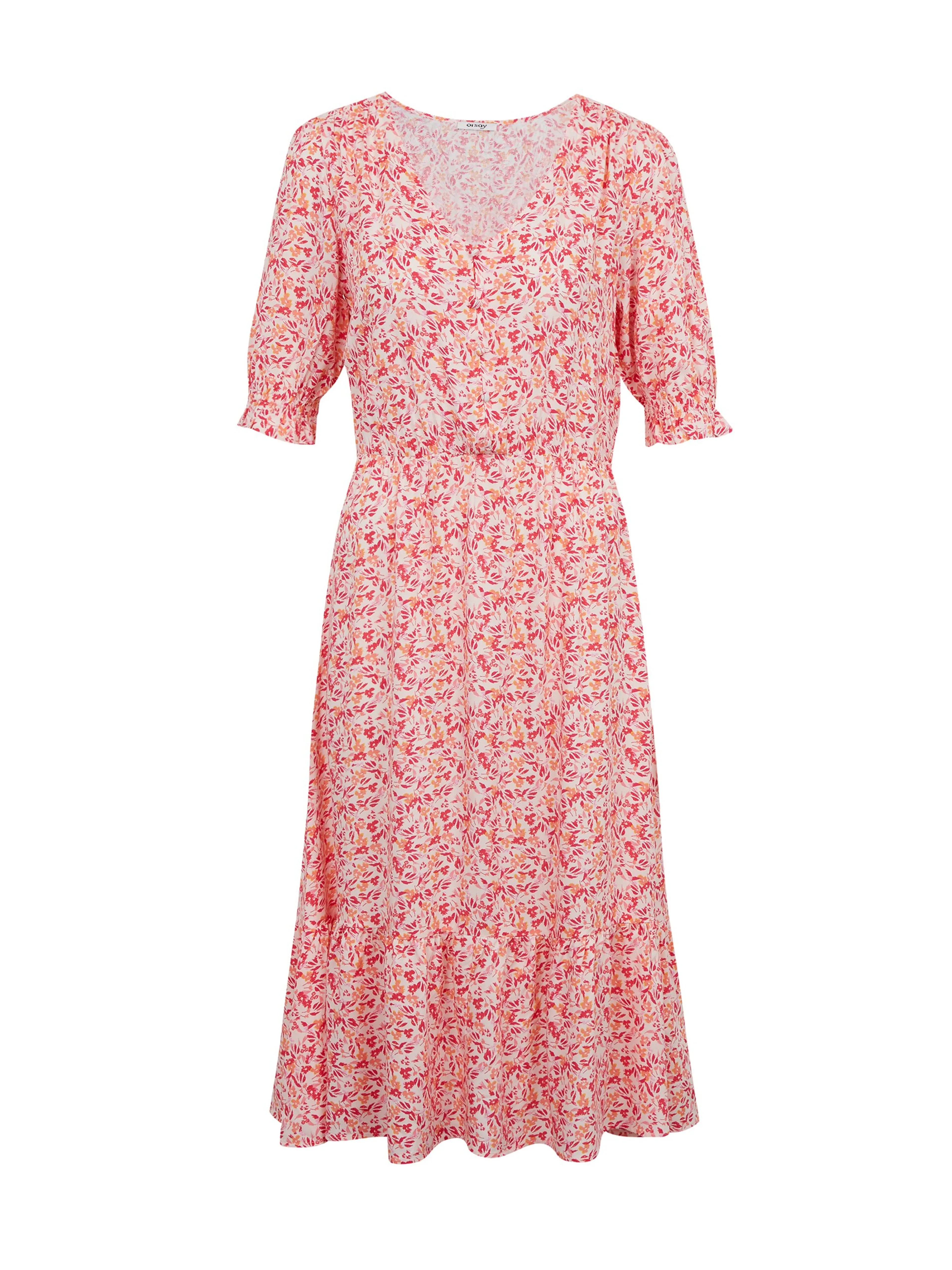 Orange-rosa Damen-Blumenkleid ORSAY