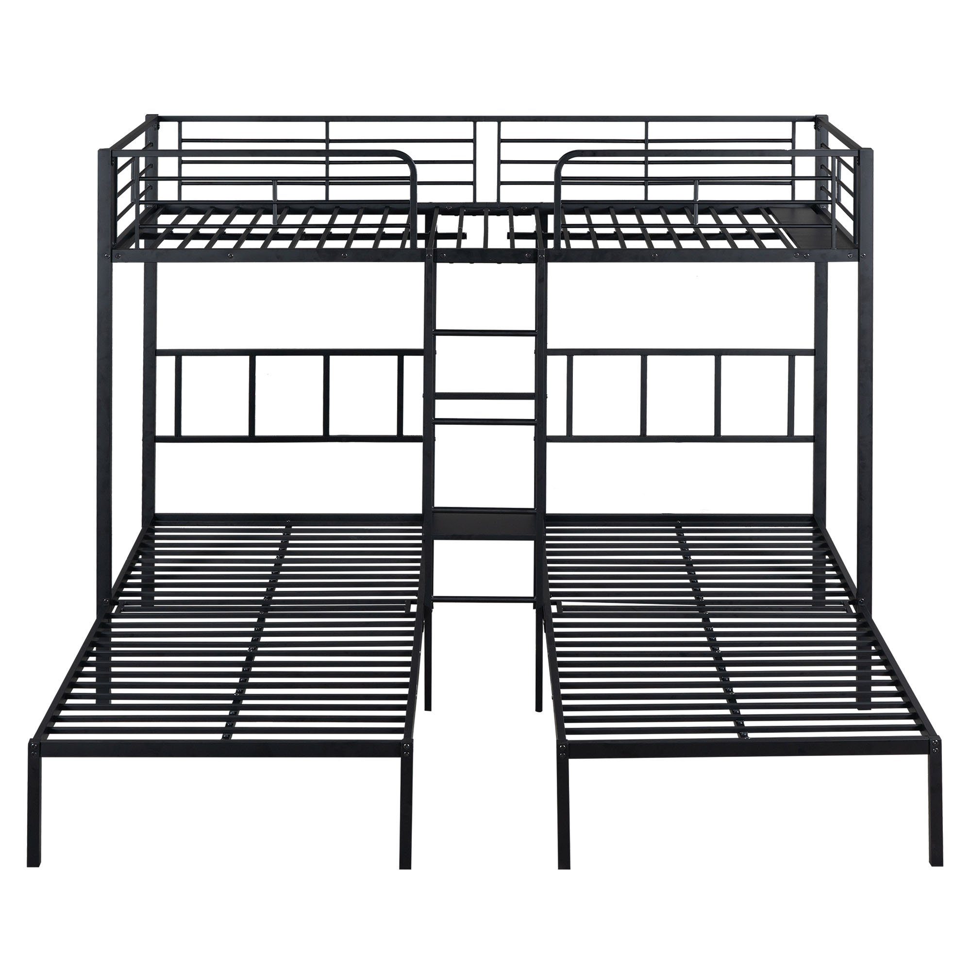 Flieks Etagenbett, Dreierbett Kinderbett Metallbett mit Leiter 90x200cm*3
