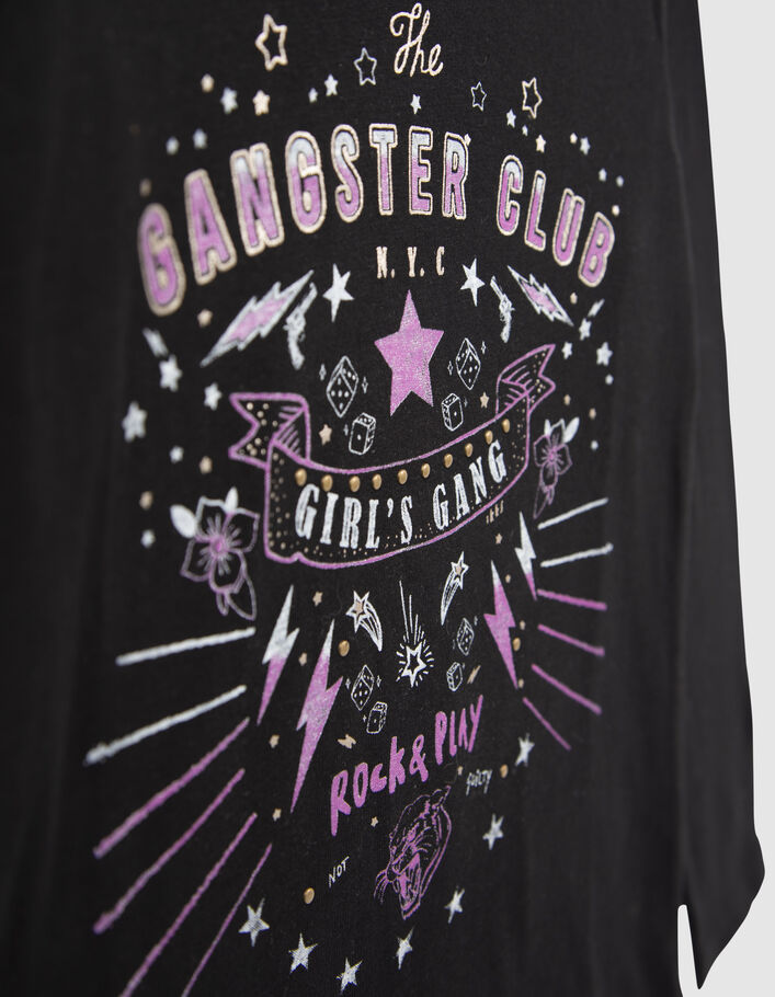 T-shirt noir coton bio visuel rock fille
