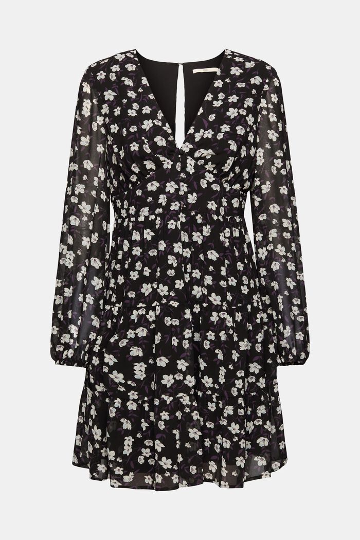 Kleid mit V-Ausschnitt und Allover-Print