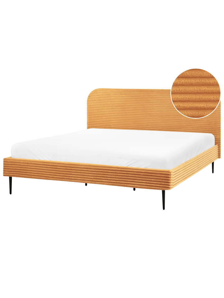 Beliani Doppelbett FLAYAT in Orange/Schwarz - (W) 193 x (H) 109 x (L) 215 cm günstig kaufen onesize