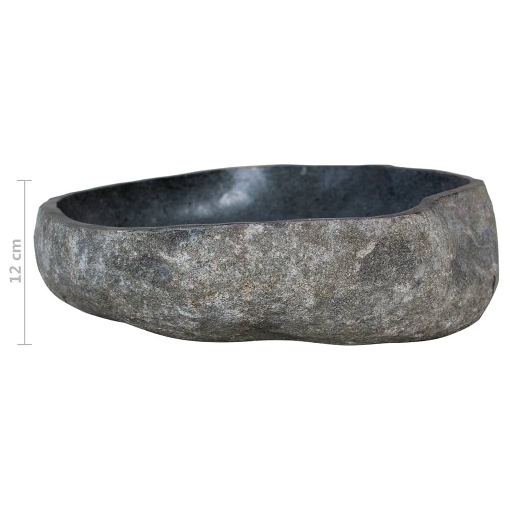 vidaXL Waschbecken Waschbecken Flussstein Oval 29-38 cm
