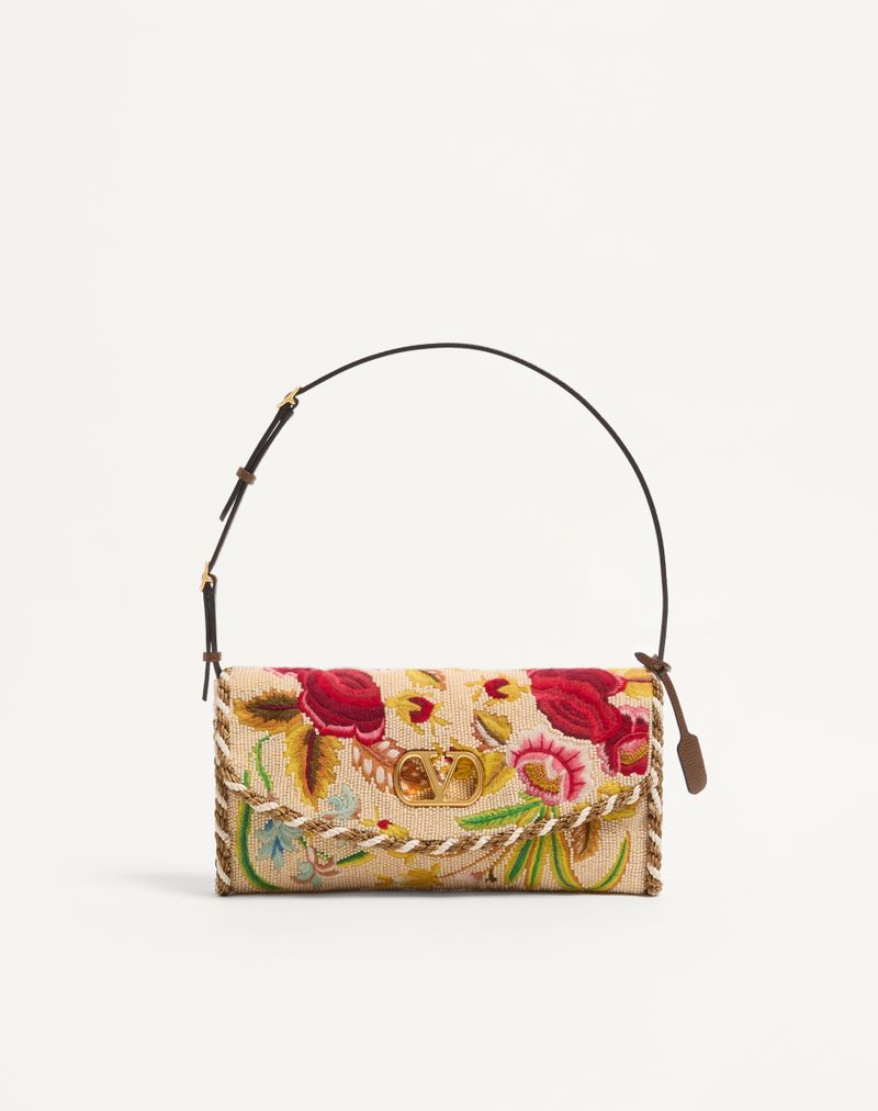 Bolsa de ombro pequena bordada Valentino Garavani Devain