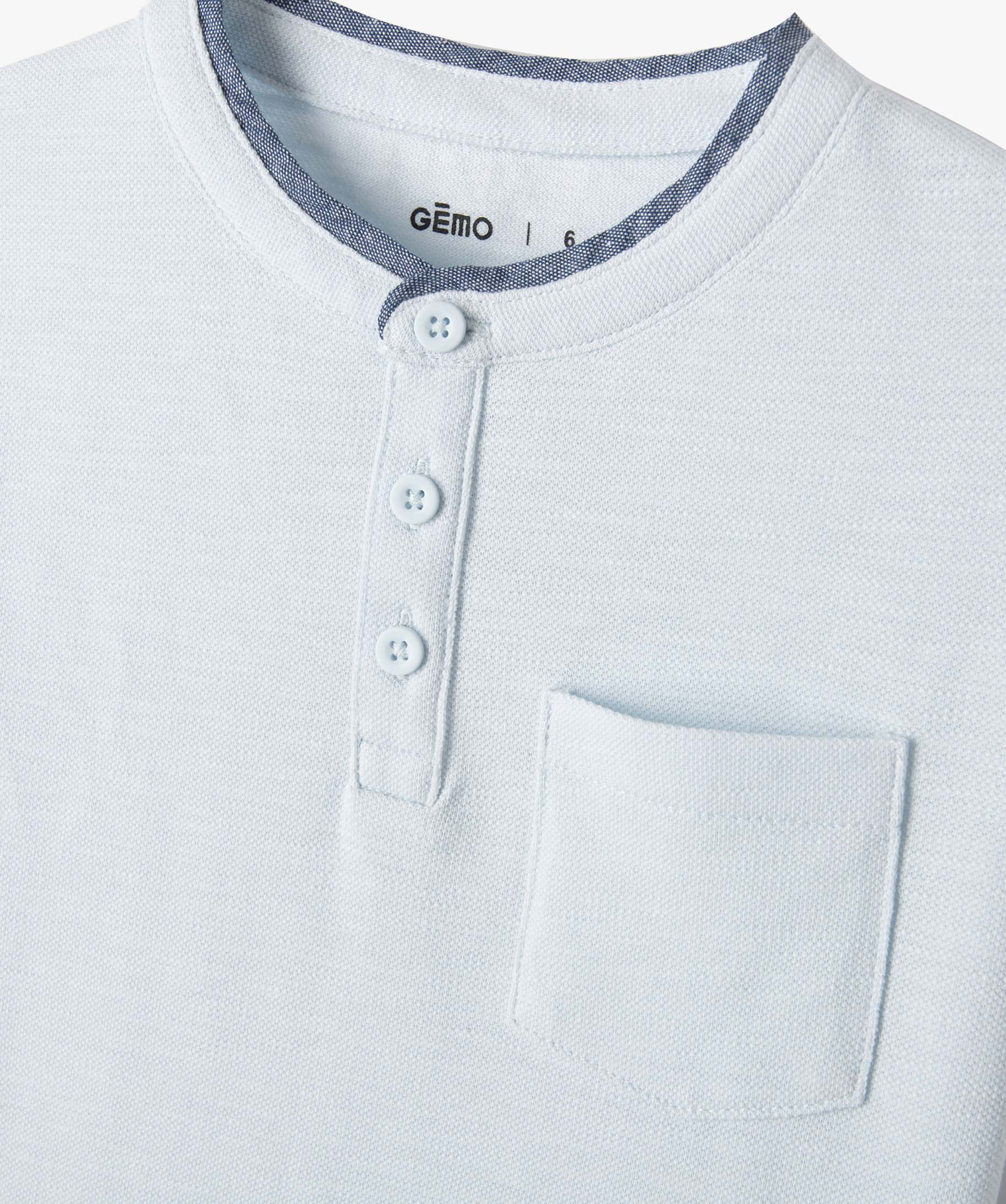 Tee-shirt Garçon esprit polo en maille piquée bleu | GEMO