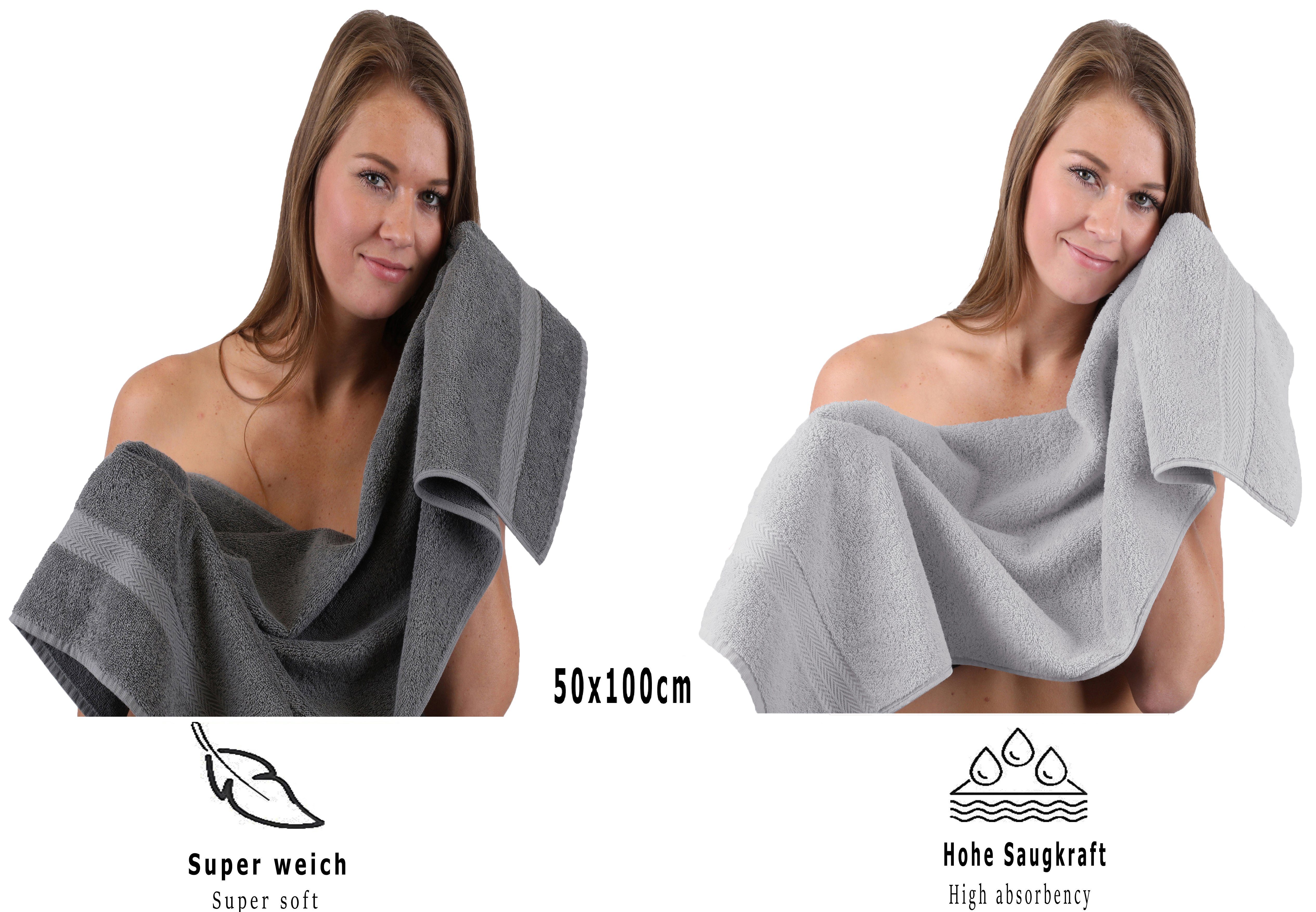 Betz Handtuch Set 10-TLG. Handtuch - Set Premium Farbe Anthrazit & Silbergrau, 100 % Baumwolle, (10-tlg)