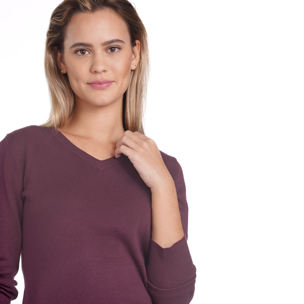 Damen Feinstrickpullover mit V-Ausschnitt