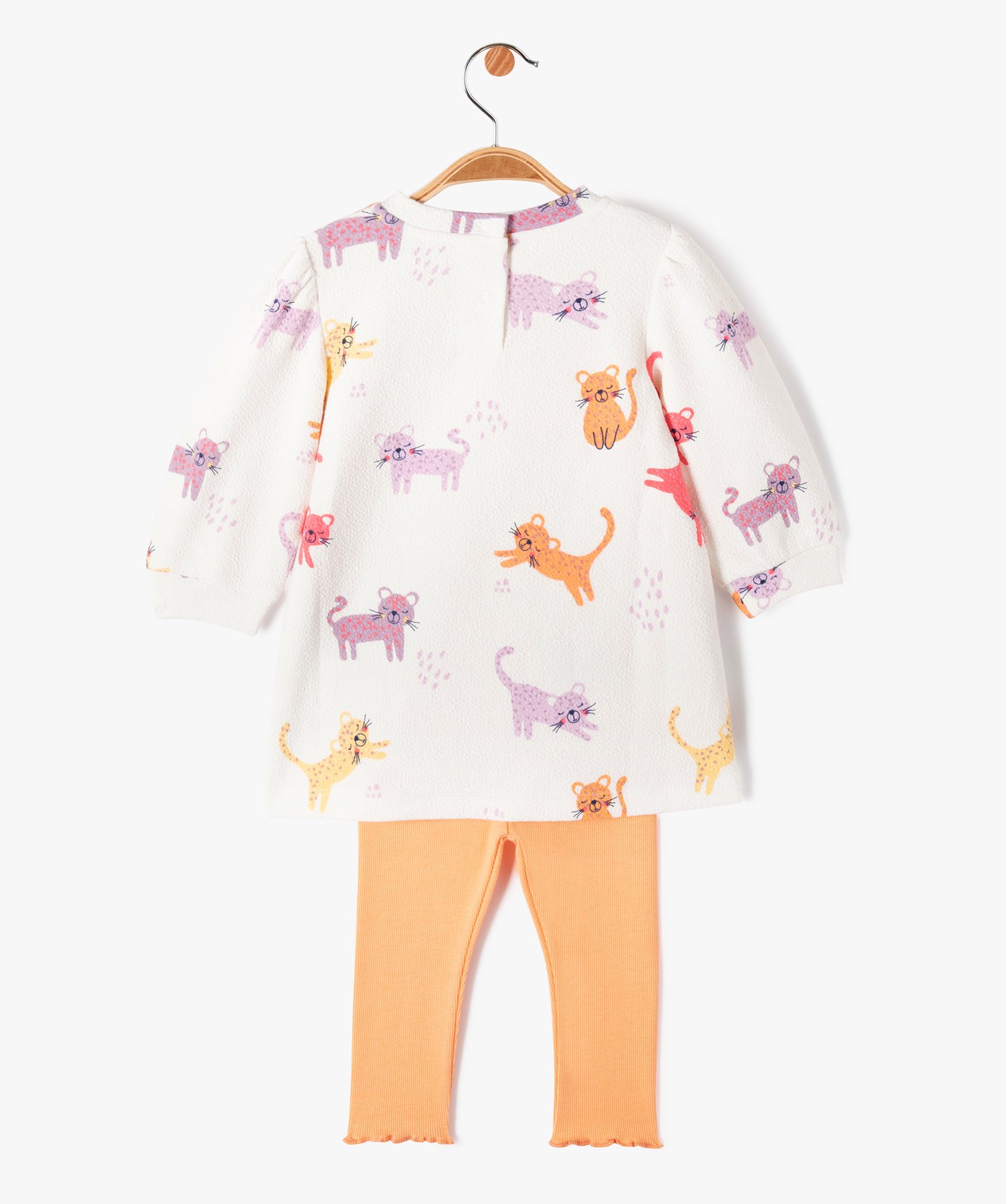 Ensemble 2 pièces robe sweat + legging bébé fille ecru | GEMO