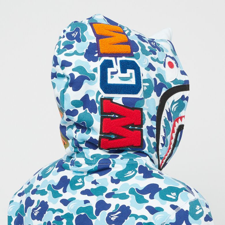 A Bathing Ape Abc Camo Double Shark Full Zip Hoodie blue