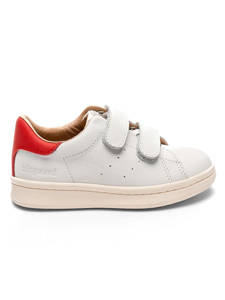 bisgaard Leder-Sneakers in Weiß/ Rot günstig kaufen