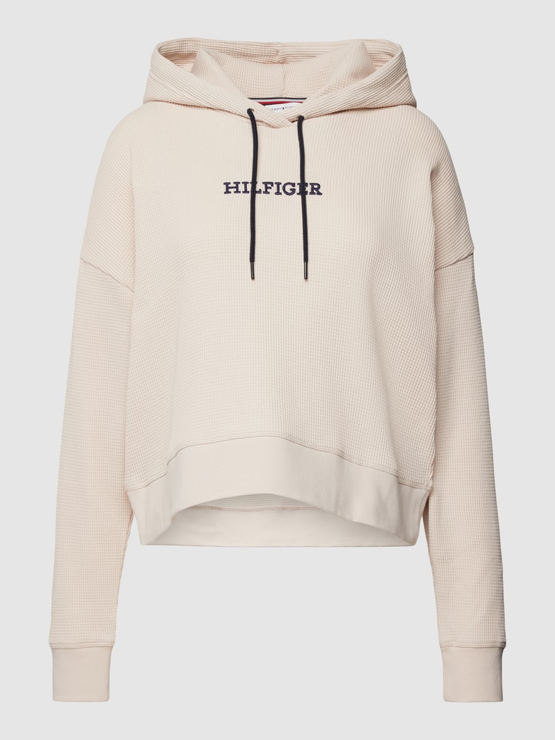 Hoodie mit Label-Stitching Modell 'MONOTYPE' in beige