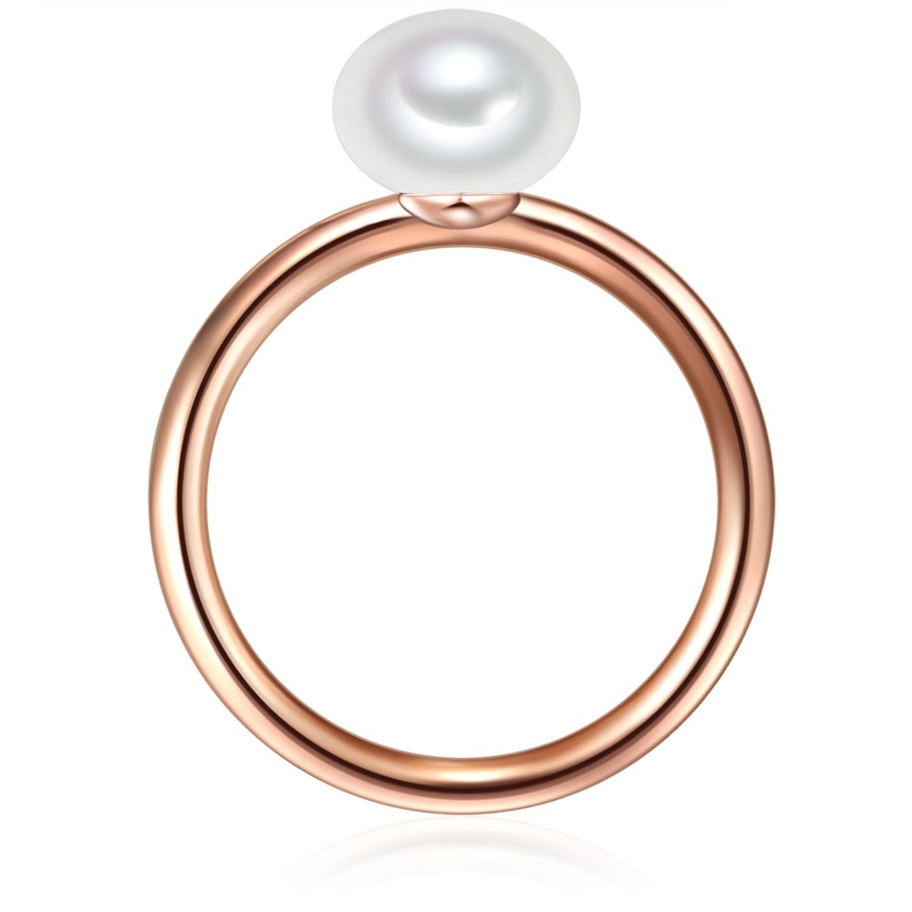 Valero Pearls Bague en argent Argent sterling Perle de culture d'eau douce en Or rose Bague