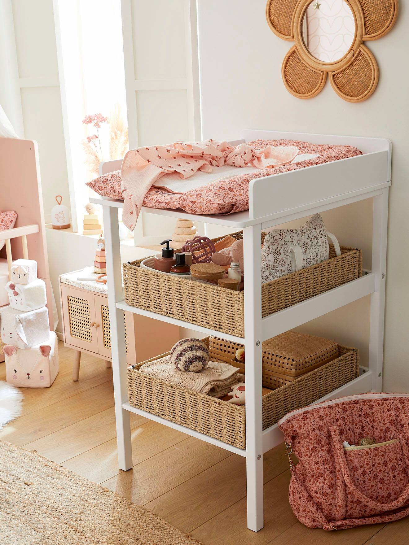 Vertbaudet Babyzimmer Wickeltisch MADISON mit 2 Ablagen - weiß