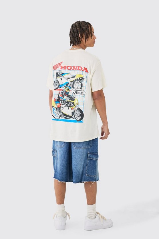 Oversize T-Shirt mit lizenziertem Honda Jt Racing Print