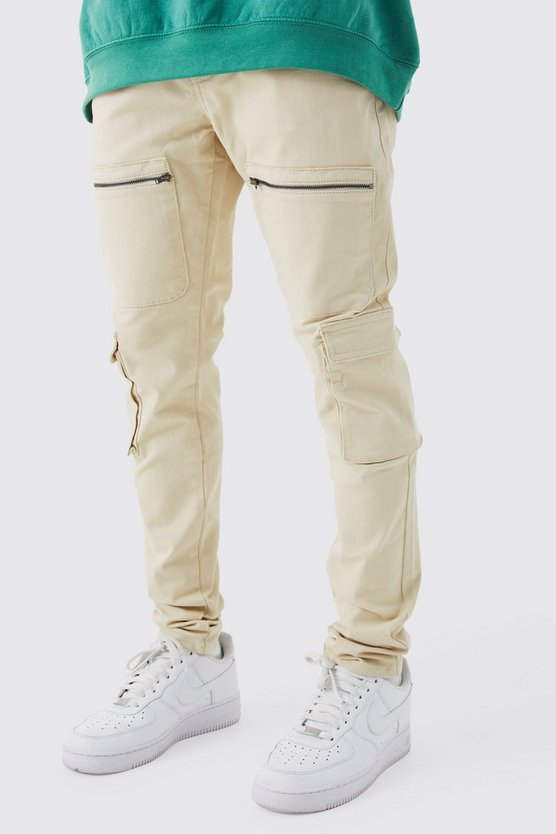 Skinny Cargo-Hose mit Reißverschluss