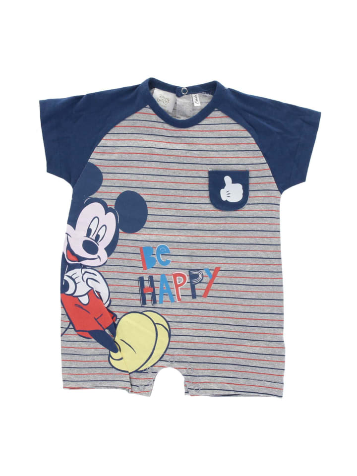 Disney Mickey Mouse Baby Schlafanzug Overall Baby-Outfit kuscheliger Einteiler in Grau günstig kaufen