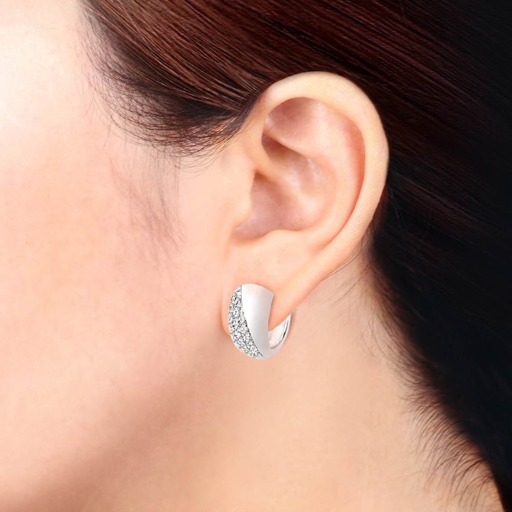 Elli Elli Boucles d'Oreilles Cristaux élégants créoles en argent Boucles d'oreilles